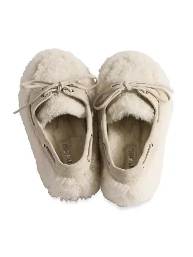 Miu Miu Women's Shearing Loafers - Beige Khaki | Thumbnail 2 Miu Miu Women's Shearing Loafers - Beige Khaki | Thumbnail 2