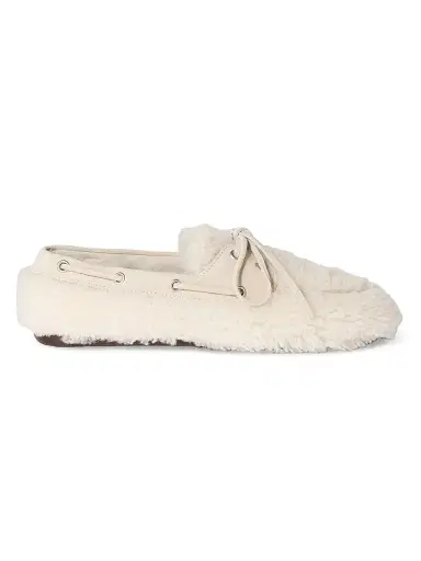 Miu Miu Women's Shearing Loafers - Beige Khaki | Thumbnail 1 Miu Miu Women's Shearing Loafers - Beige Khaki | Thumbnail 1