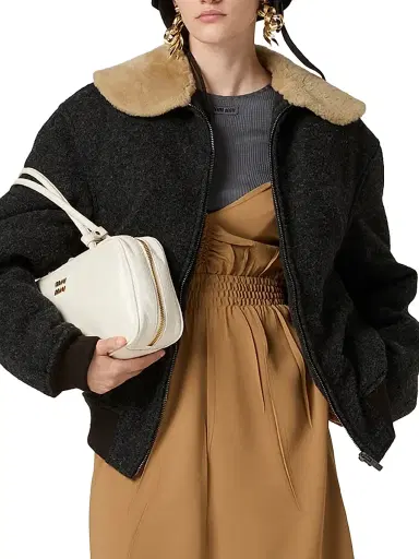Miu Miu Women's Shetland Wool Blouson Jacket - Beige Multi | Thumbnail 8 Miu Miu Women's Shetland Wool Blouson Jacket - Beige Multi | Thumbnail 8