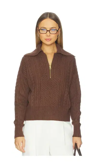 Varley Camello Relaxed Cable Half Zip Sweater | Thumbnail 1 Varley Camello Relaxed Cable Half Zip Sweater | Thumbnail 1