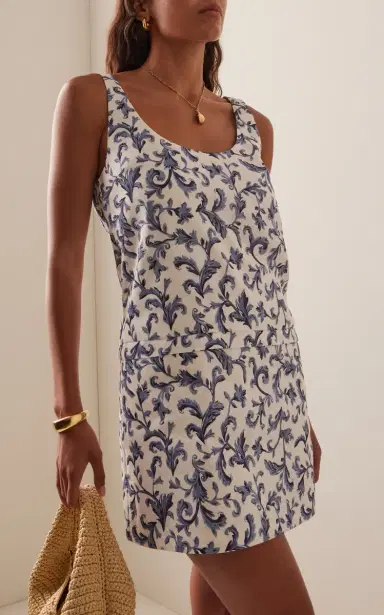 Posse Rue Baroque-Print Linen-Silk Mini Shift Dress | Thumbnail 3 Posse Rue Baroque-Print Linen-Silk Mini Shift Dress | Thumbnail 3