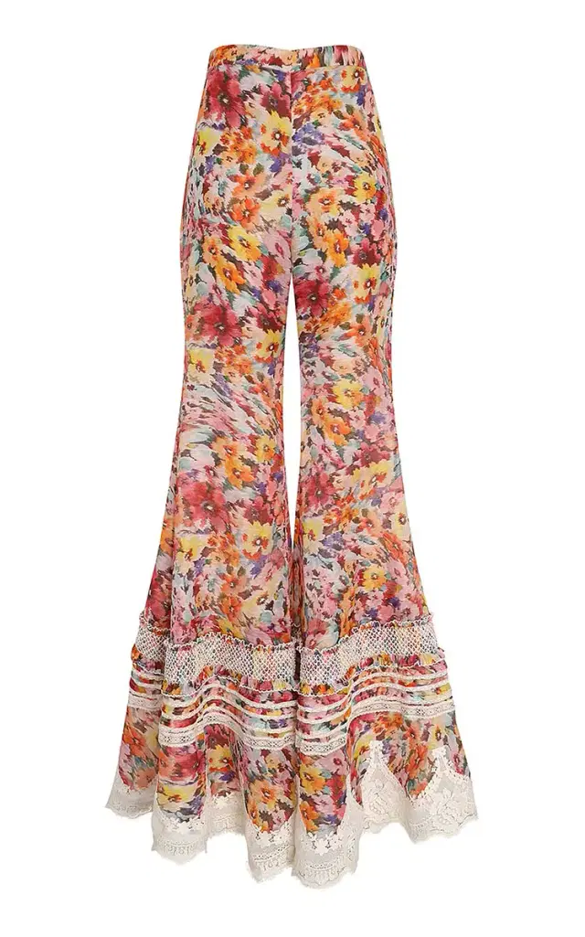 Luna Floral Linen-Silk Flared Pants Luna Floral Linen-Silk Flared Pants