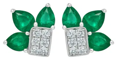Wish Fine Jewelry 1.8ct Emerald Diamond 18K Gold Leaf Earrings | Thumbnail 1 Wish Fine Jewelry 1.8ct Emerald Diamond 18K Gold Leaf Earrings | Thumbnail 1