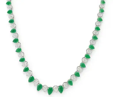 Wish Fine Jewelry 12.10ct Emerald 18K Gold Tennis Necklace | Thumbnail 1 Wish Fine Jewelry 12.10ct Emerald 18K Gold Tennis Necklace | Thumbnail 1