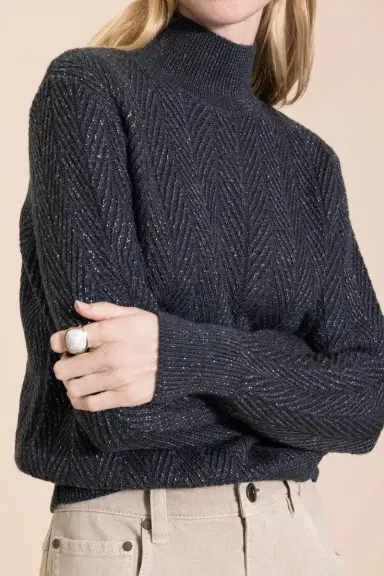 HERNO Wool Shiny Herringbone Turtleneck Sweater | Thumbnail 3 HERNO Wool Shiny Herringbone Turtleneck Sweater | Thumbnail 3