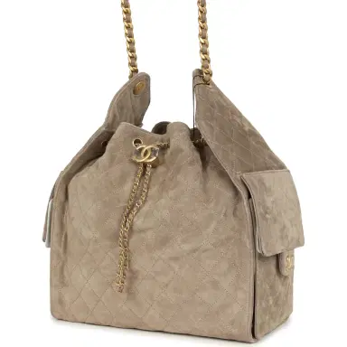 Chanel Chanel Medium 25 Hobo Bag Dark Grey Suede Antique Gold Hardware | Thumbnail 3 Chanel Chanel Medium 25 Hobo Bag Dark Grey Suede Antique Gold Hardware | Thumbnail 3