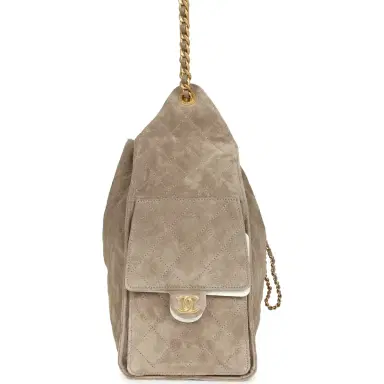 Chanel Chanel Medium 25 Hobo Bag Dark Grey Suede Antique Gold Hardware | Thumbnail 4 Chanel Chanel Medium 25 Hobo Bag Dark Grey Suede Antique Gold Hardware | Thumbnail 4