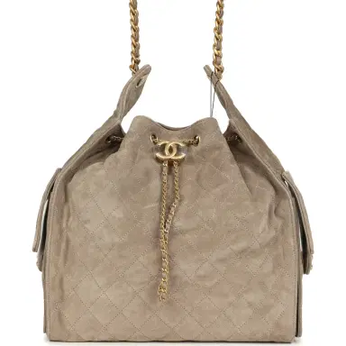 Chanel Chanel Medium 25 Hobo Bag Dark Grey Suede Antique Gold Hardware | Thumbnail 1 Chanel Chanel Medium 25 Hobo Bag Dark Grey Suede Antique Gold Hardware | Thumbnail 1
