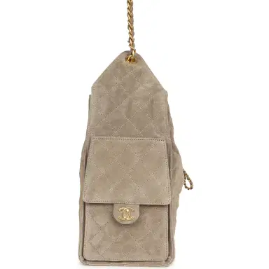 Chanel Chanel Medium 25 Hobo Bag Dark Grey Suede Antique Gold Hardware | Thumbnail 4 Chanel Chanel Medium 25 Hobo Bag Dark Grey Suede Antique Gold Hardware | Thumbnail 4