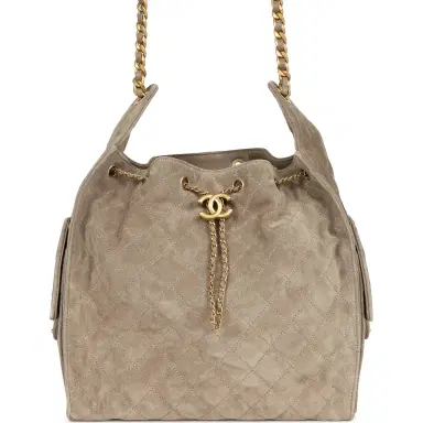 Chanel Chanel Medium 25 Hobo Bag Dark Grey Suede Antique Gold Hardware | Thumbnail 1 Chanel Chanel Medium 25 Hobo Bag Dark Grey Suede Antique Gold Hardware | Thumbnail 1