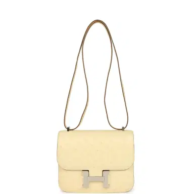 HERMÈS Hermes Constance 18 Vanille Ostrich Palladium Hardware | Thumbnail 7 HERMÈS Hermes Constance 18 Vanille Ostrich Palladium Hardware | Thumbnail 7
