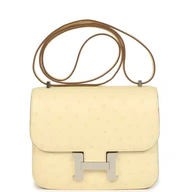 HERMÈS Hermes Constance 18 Vanille Ostrich Palladium Hardware | Thumbnail 1 HERMÈS Hermes Constance 18 Vanille Ostrich Palladium Hardware | Thumbnail 1