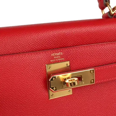 HERMÈS Pre-owned Hermes Kelly Sellier 28 Rouge Casaque Epsom Gold Hardware | Thumbnail 7 HERMÈS Pre-owned Hermes Kelly Sellier 28 Rouge Casaque Epsom Gold Hardware | Thumbnail 7