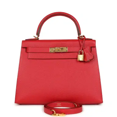 HERMÈS Pre-owned Hermes Kelly Sellier 28 Rouge Casaque Epsom Gold Hardware | Thumbnail 1 HERMÈS Pre-owned Hermes Kelly Sellier 28 Rouge Casaque Epsom Gold Hardware | Thumbnail 1