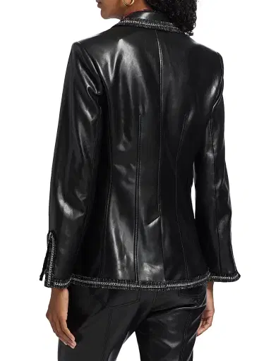 Cinq à Sept Women's Danicka Chain-Trim Faux-Leather Blazer - Black | Thumbnail 5 Cinq à Sept Women's Danicka Chain-Trim Faux-Leather Blazer - Black | Thumbnail 5