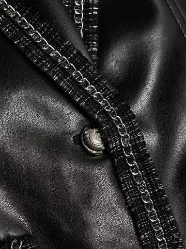 Cinq à Sept Women's Danicka Chain-Trim Faux-Leather Blazer - Black | Thumbnail 7 Cinq à Sept Women's Danicka Chain-Trim Faux-Leather Blazer - Black | Thumbnail 7