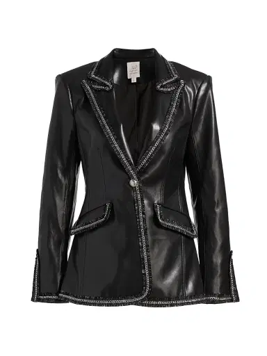 Cinq à Sept Women's Danicka Chain-Trim Faux-Leather Blazer - Black | Thumbnail 1 Cinq à Sept Women's Danicka Chain-Trim Faux-Leather Blazer - Black | Thumbnail 1