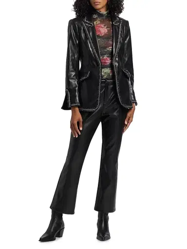 Cinq à Sept Women's Lise Chain Faux-Leather Pants - Black | Thumbnail 2 Cinq à Sept Women's Lise Chain Faux-Leather Pants - Black | Thumbnail 2