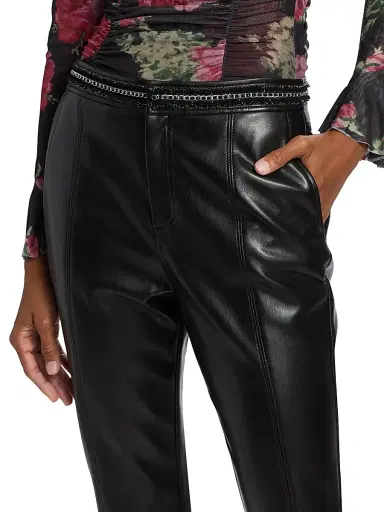 Cinq à Sept Women's Lise Chain Faux-Leather Pants - Black | Thumbnail 6 Cinq à Sept Women's Lise Chain Faux-Leather Pants - Black | Thumbnail 6