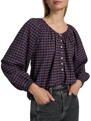 Rails Women's Indi Plaid Cotton-Blend Top - Rose Check | Thumbnail 6 Rails Women's Indi Plaid Cotton-Blend Top - Rose Check | Thumbnail 6