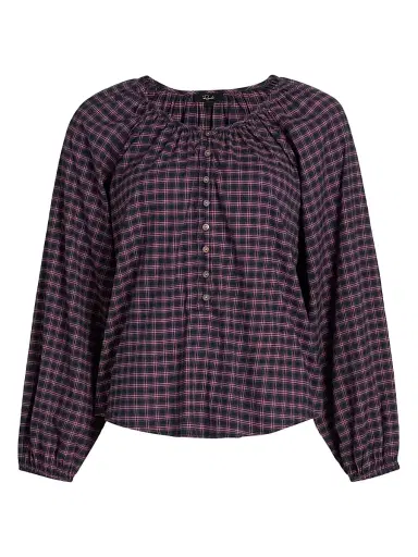 Rails Women's Indi Plaid Cotton-Blend Top - Rose Check | Thumbnail 1 Rails Women's Indi Plaid Cotton-Blend Top - Rose Check | Thumbnail 1