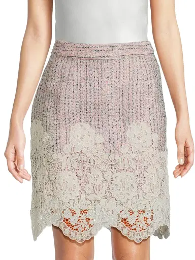 Lilly Pulitzer Women's Bettany Lace-Appliqué Scalloped Bouclé Miniskirt - Pink Bliss Blushing Boucle - Size 16 | Thumbnail 3 Lilly Pulitzer Women's Bettany Lace-Appliqué Scalloped Bouclé Miniskirt - Pink Bliss Blushing Boucle - Size 16 | Thumbnail 3