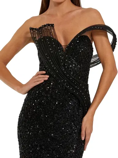 Mac Duggal Women's Crystal-Embellished Sequined Asymmetric Gown - Blush | Thumbnail 3 Mac Duggal Women's Crystal-Embellished Sequined Asymmetric Gown - Blush | Thumbnail 3