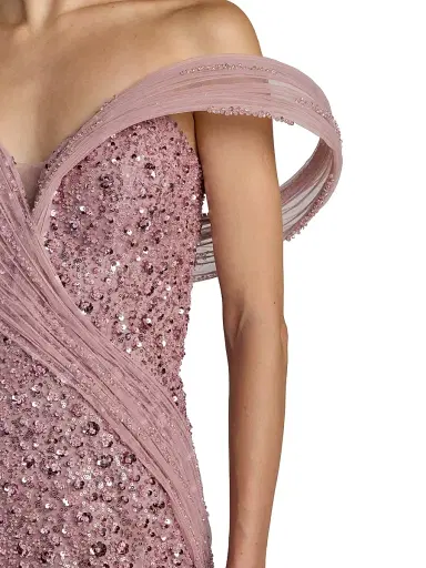 Mac Duggal Women's Crystal-Embellished Sequined Asymmetric Gown - Blush | Thumbnail 6 Mac Duggal Women's Crystal-Embellished Sequined Asymmetric Gown - Blush | Thumbnail 6