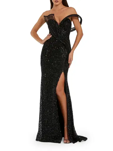 Mac Duggal Women's Crystal-Embellished Sequined Asymmetric Gown - Blush | Thumbnail 1 Mac Duggal Women's Crystal-Embellished Sequined Asymmetric Gown - Blush | Thumbnail 1
