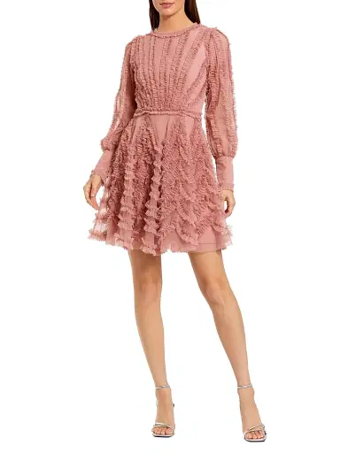 Mac Duggal Women's Micro Ruffled Mesh Minidress | Thumbnail 1 Mac Duggal Women's Micro Ruffled Mesh Minidress | Thumbnail 1