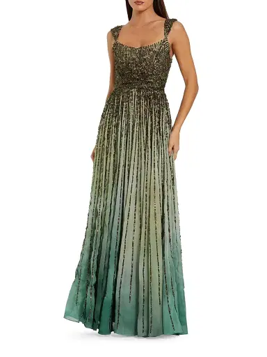 Mac Duggal Women's Sequined Ombré Mesh Gown - Patina Green - Size 14 | Thumbnail 1 Mac Duggal Women's Sequined Ombré Mesh Gown - Patina Green - Size 14 | Thumbnail 1