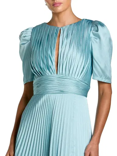 Mac Duggal Women's Pleated Charmeuse Short-Sleeve Gown - French Blue | Thumbnail 3 Mac Duggal Women's Pleated Charmeuse Short-Sleeve Gown - French Blue | Thumbnail 3