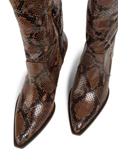 Stuart Weitzman Women's Jolene Snake-Embossed Leather Boots - Espresso | Thumbnail 4 Stuart Weitzman Women's Jolene Snake-Embossed Leather Boots - Espresso | Thumbnail 4
