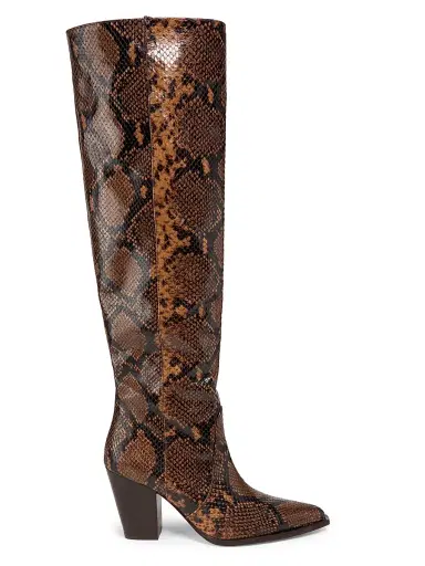 Stuart Weitzman Women's Jolene Snake-Embossed Leather Boots - Espresso | Thumbnail 1 Stuart Weitzman Women's Jolene Snake-Embossed Leather Boots - Espresso | Thumbnail 1