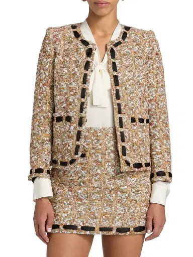 Milly Women's Roman Tweed Ribbon Jacket - Gold Multi | Thumbnail 3 Milly Women's Roman Tweed Ribbon Jacket - Gold Multi | Thumbnail 3