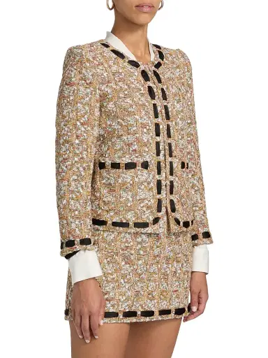Milly Women's Roman Tweed Ribbon Jacket - Gold Multi | Thumbnail 4 Milly Women's Roman Tweed Ribbon Jacket - Gold Multi | Thumbnail 4