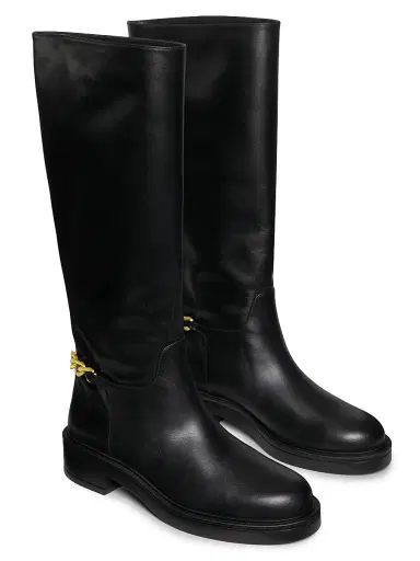 Stuart Weitzman Women's Soluxe Chain-Detail Leather Boots - Black | Thumbnail 2 Stuart Weitzman Women's Soluxe Chain-Detail Leather Boots - Black | Thumbnail 2