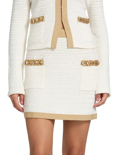 Milly Women's Reggie Crystal-Embellished Miniskirt - Ecru Gold | Thumbnail 3 Milly Women's Reggie Crystal-Embellished Miniskirt - Ecru Gold | Thumbnail 3