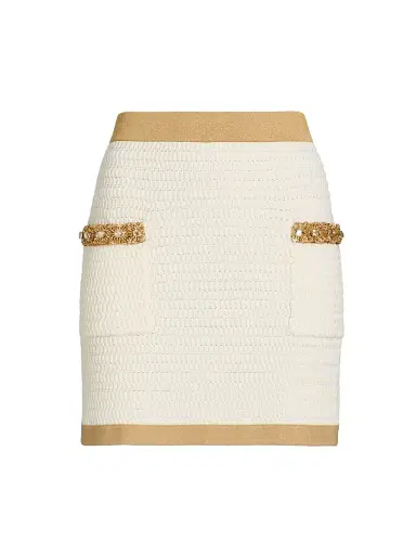 Milly Women's Reggie Crystal-Embellished Miniskirt - Ecru Gold | Thumbnail 1 Milly Women's Reggie Crystal-Embellished Miniskirt - Ecru Gold | Thumbnail 1