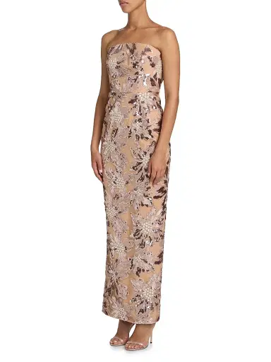 Milly Women's Meredith Sequined Strapless Maxi Dress - White Multi | Thumbnail 4 Milly Women's Meredith Sequined Strapless Maxi Dress - White Multi | Thumbnail 4