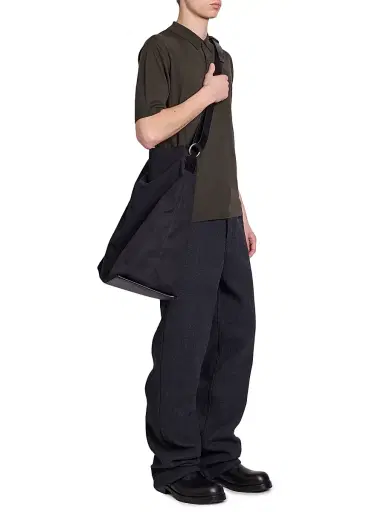Dries Van Noten Men's Cotton & Leather Tote Bag | Thumbnail 2 Dries Van Noten Men's Cotton & Leather Tote Bag | Thumbnail 2