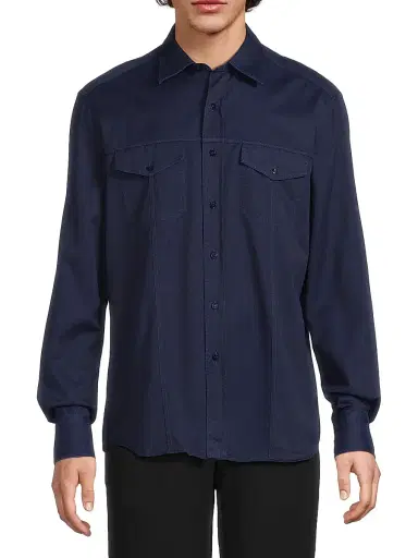 Stefano Ricci Men's Cotton Poplin Shirt - Blue Dark Wash - Size 16 | Thumbnail 3 Stefano Ricci Men's Cotton Poplin Shirt - Blue Dark Wash - Size 16 | Thumbnail 3