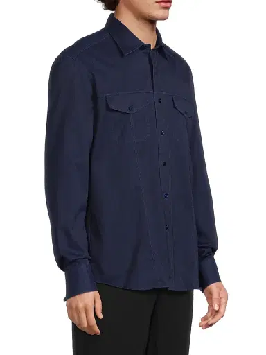 Stefano Ricci Men's Cotton Poplin Shirt - Blue Dark Wash - Size 16 | Thumbnail 4 Stefano Ricci Men's Cotton Poplin Shirt - Blue Dark Wash - Size 16 | Thumbnail 4