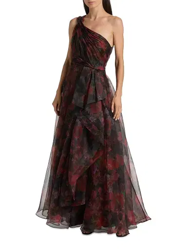 Theia Women's Rue One-Shoulder Organza Gown - Night Heritage Floral | Thumbnail 3 Theia Women's Rue One-Shoulder Organza Gown - Night Heritage Floral | Thumbnail 3