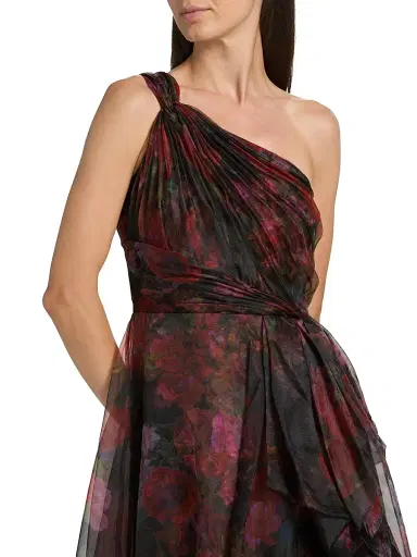 Theia Women's Rue One-Shoulder Organza Gown - Night Heritage Floral | Thumbnail 6 Theia Women's Rue One-Shoulder Organza Gown - Night Heritage Floral | Thumbnail 6