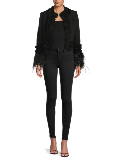 Ungaro Women's Dune Sequined Feather-Trimmed Blazer - Black | Thumbnail 2 Ungaro Women's Dune Sequined Feather-Trimmed Blazer - Black | Thumbnail 2