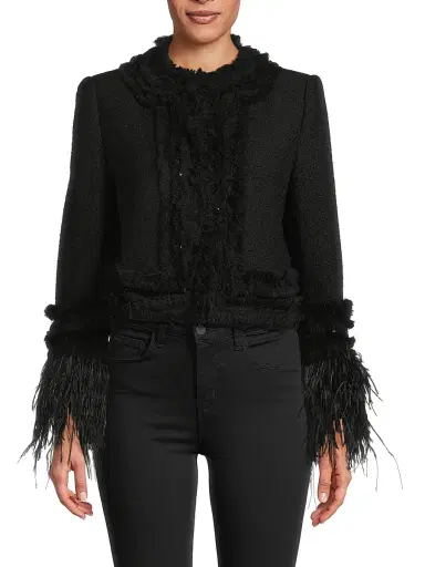 Ungaro Women's Dune Sequined Feather-Trimmed Blazer - Black | Thumbnail 3 Ungaro Women's Dune Sequined Feather-Trimmed Blazer - Black | Thumbnail 3