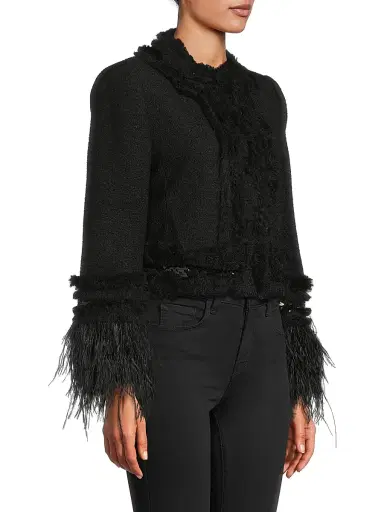 Ungaro Women's Dune Sequined Feather-Trimmed Blazer - Black | Thumbnail 4 Ungaro Women's Dune Sequined Feather-Trimmed Blazer - Black | Thumbnail 4