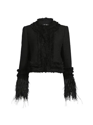 Ungaro Women's Dune Sequined Feather-Trimmed Blazer - Black | Thumbnail 1 Ungaro Women's Dune Sequined Feather-Trimmed Blazer - Black | Thumbnail 1