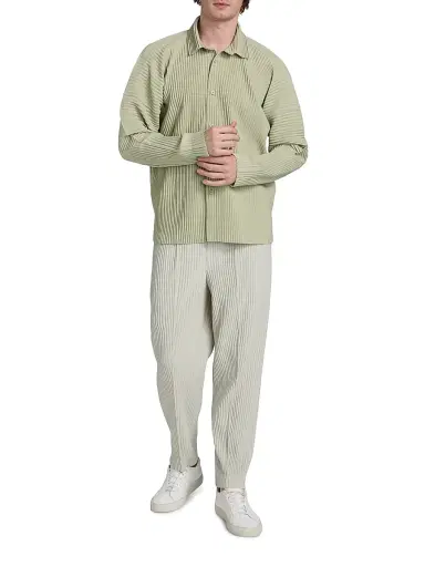 Homme Plissé Issey Miyake Men's Monthly Colors: October Pleated Shirt - Wavellite Green | Thumbnail 2 Homme Plissé Issey Miyake Men's Monthly Colors: October Pleated Shirt - Wavellite Green | Thumbnail 2
